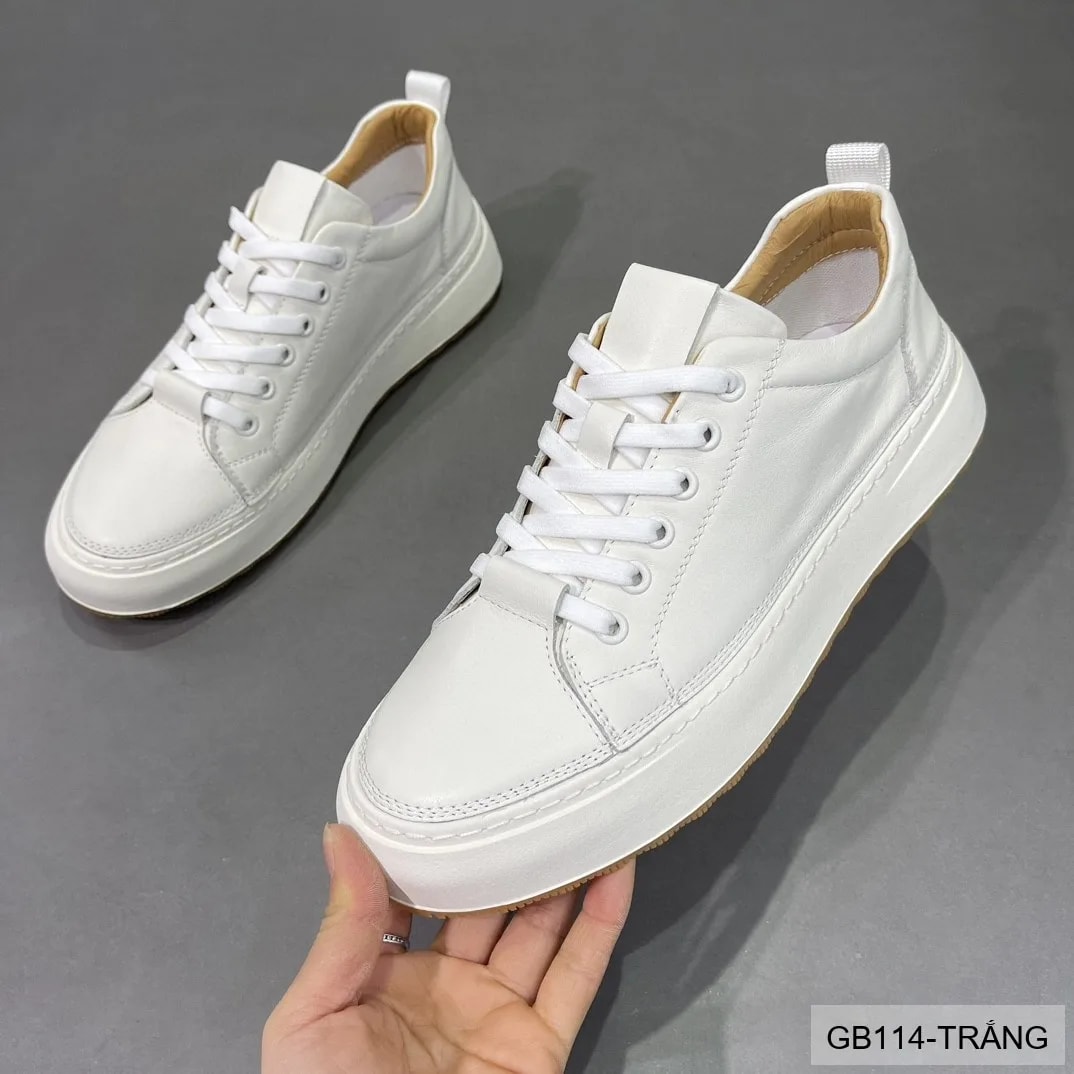 GB114 - Giày thể thao nam da thật đế trắng phong cách thời trang, phối đồ dễ dàng - ảnh 3