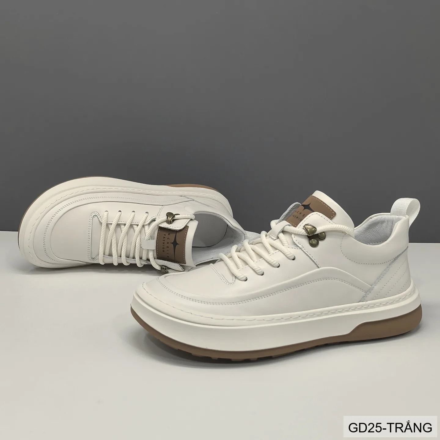 GD25 - Giày nam da thật kiểu dad shoes, thoáng khí, tăng chiều cao, phối màu trơn sang trọng - ảnh 5