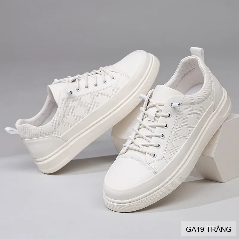 GA19 - Giày da thật nam Lin Sen, mẫu mới 2026, sneaker trắng đen thời trang, đế bằng êm chân - ảnh 2