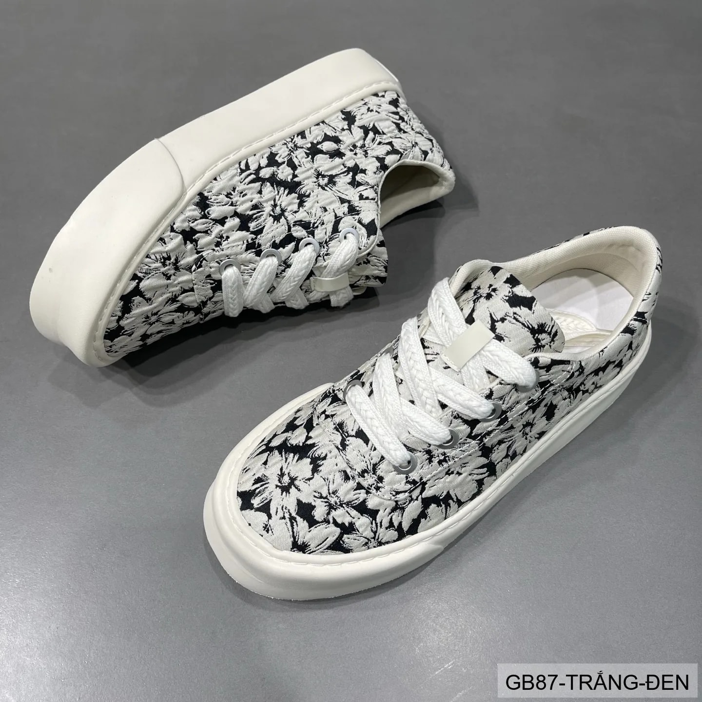 GB87 - Giày vải nam họa tiết hoa, thoáng khí, phong cách streetwear, đế bằng êm chân - ảnh 6