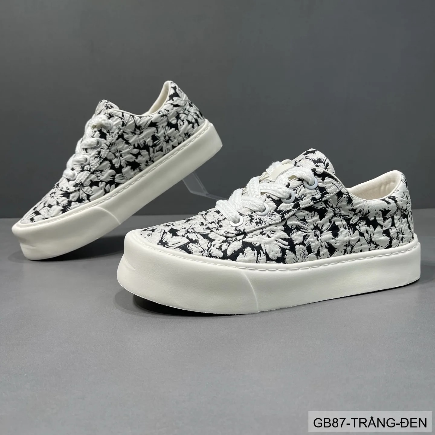 GB87 - Giày vải nam họa tiết hoa, thoáng khí, phong cách streetwear, đế bằng êm chân - ảnh 4