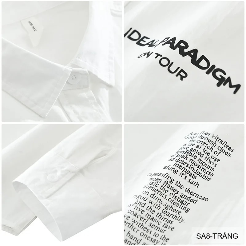 SA8 - Áo sơ mi nam dài tay phong cách, in chữ cá tính, chất cotton mềm mại, dáng rộng thoải mái - ảnh 9