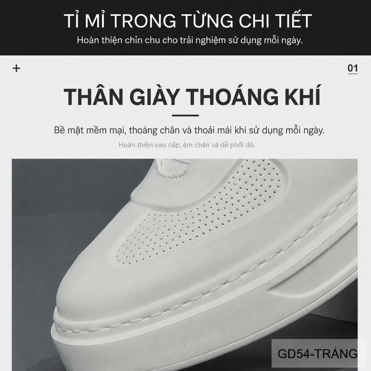 GD54 - Giày thể thao nam da thật thiết kế lười khóa xoay thời thượng trắng đen - ảnh 6
