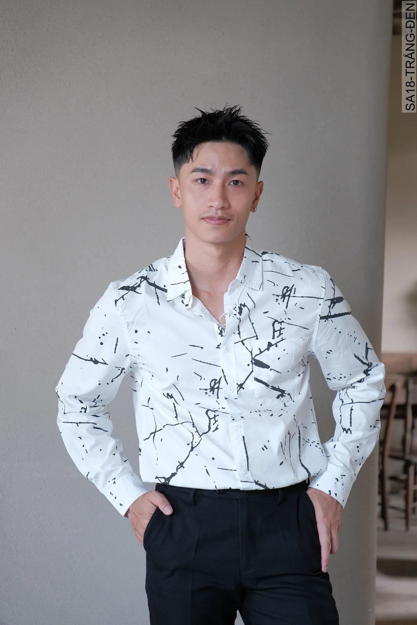 SA18 - Áo Sơ Mi Nam Tay Dài Phong Cách Nhật Bản In Hình Nghệ Thuật - ảnh 3