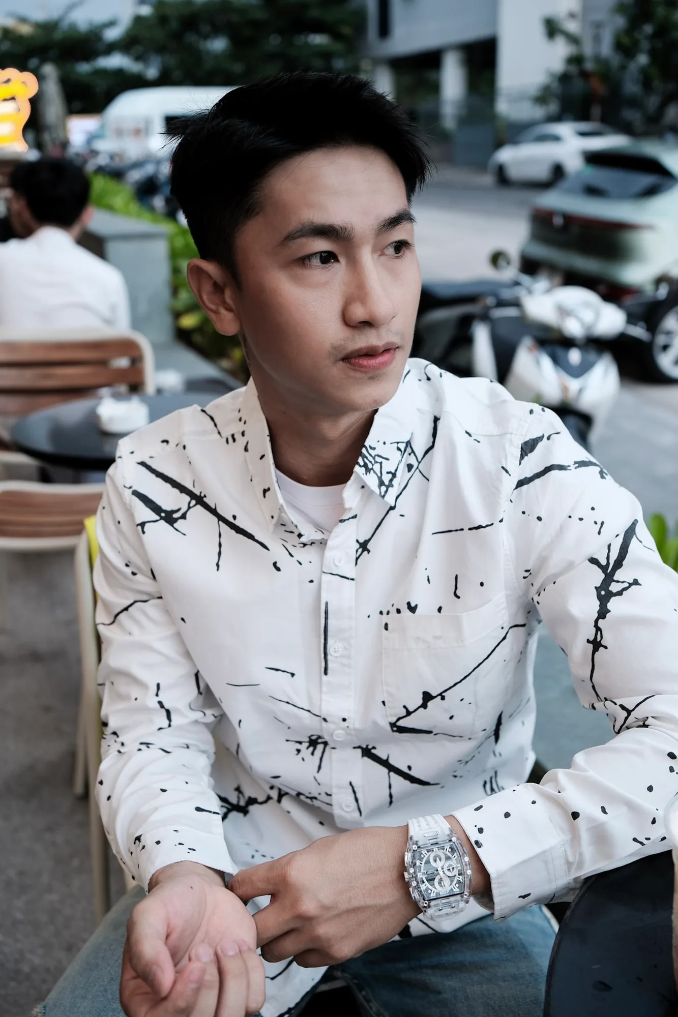 SA18 - Áo Sơ Mi Nam Tay Dài Phong Cách Nhật Bản In Hình Nghệ Thuật - ảnh 2