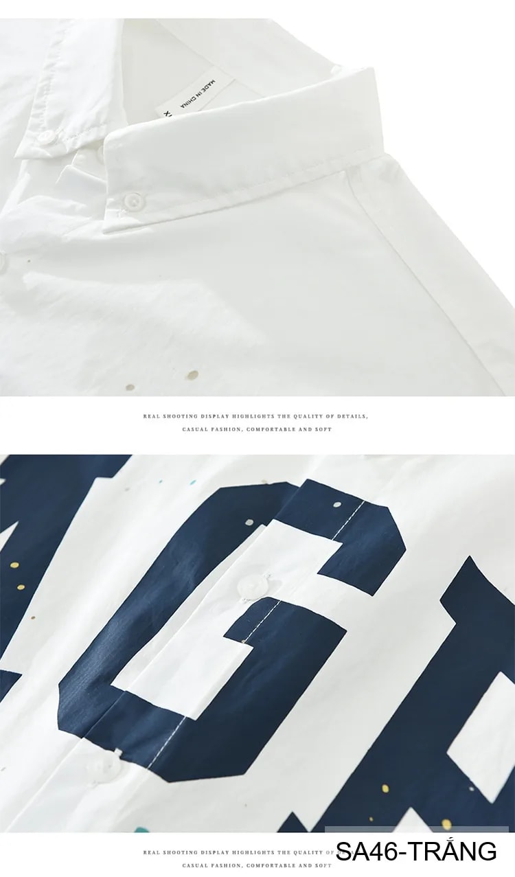 SA46 - Áo sơ mi nam dài tay in chữ AGP phong cách streetwear, dáng rộng, chất cotton thoải mái - ảnh 6
