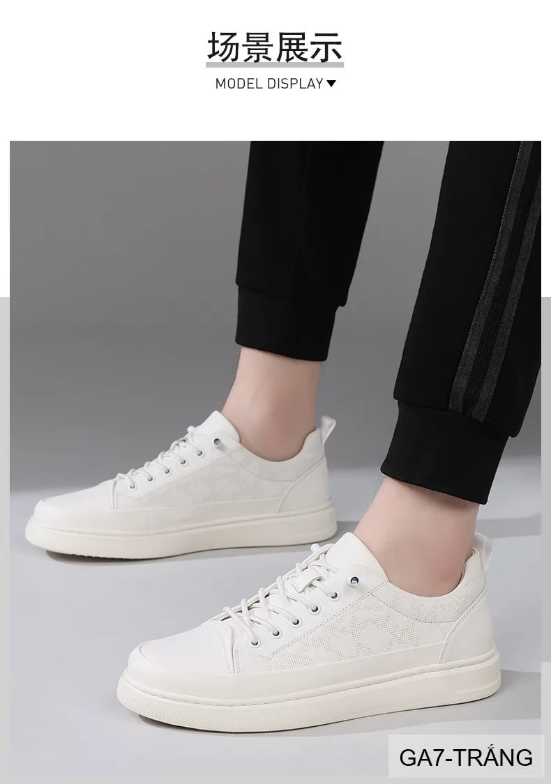 GA7 - Giày da thật nam Lin Sen mẫu mới 2026, thiết kế slip-on thời trang, phối màu khối trắng đen - ảnh 6