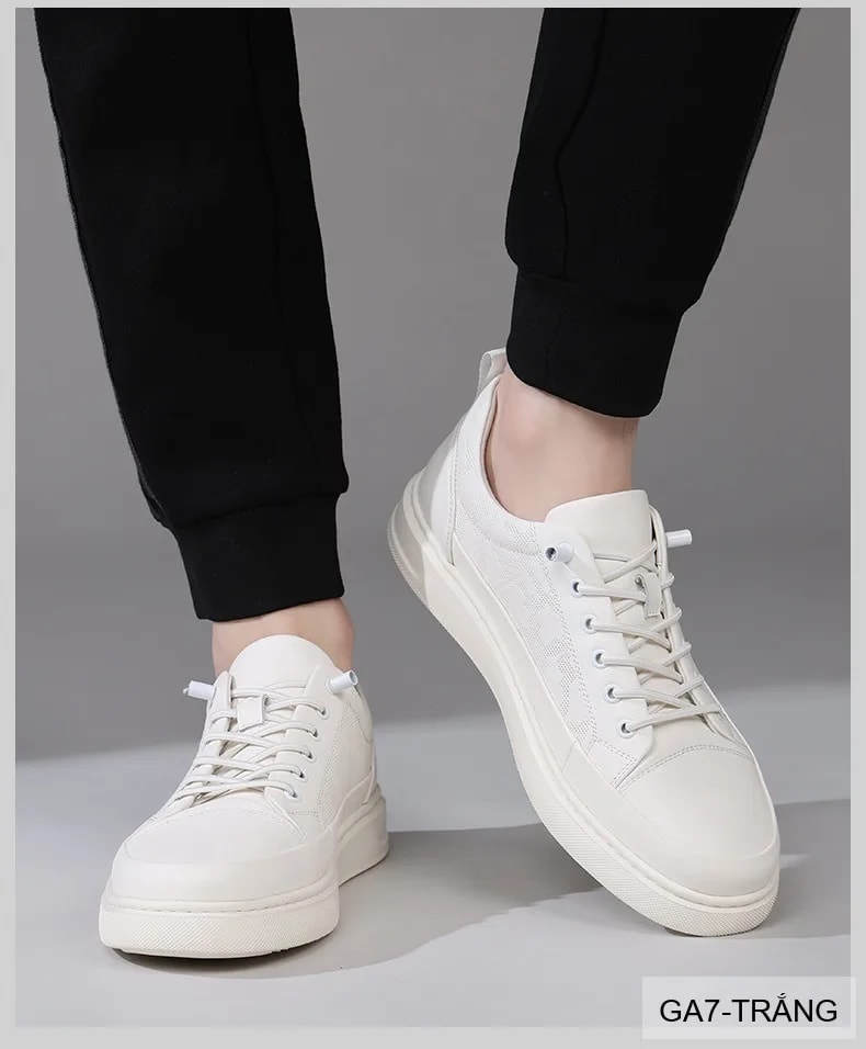 GA7 - Giày da thật nam Lin Sen mẫu mới 2026, thiết kế slip-on thời trang, phối màu khối trắng đen - ảnh 7