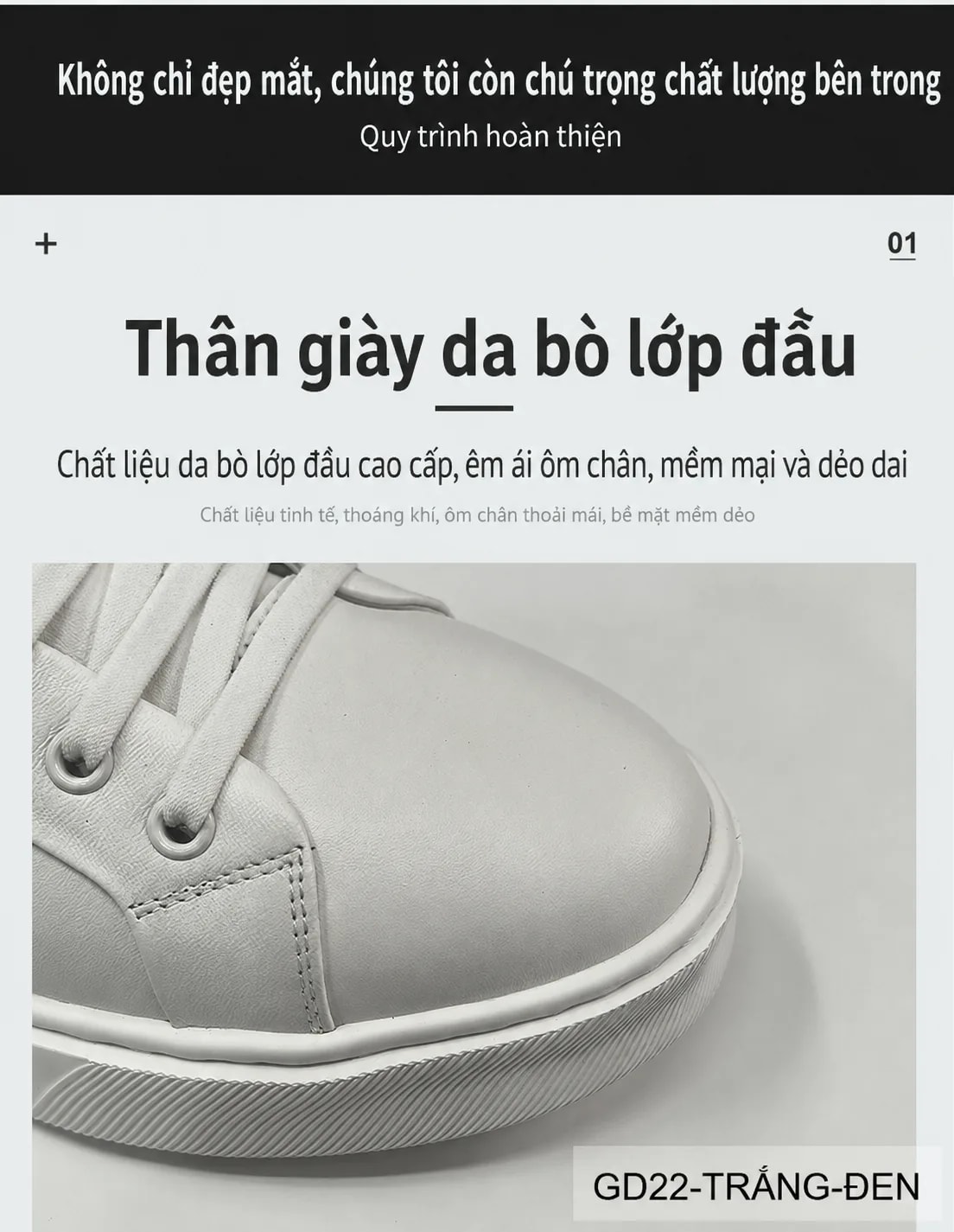 GD22 - Giày thể thao nam da thật phối màu sang trọng, đế bằng nhẹ nhàng, phong cách châu Âu - ảnh 8