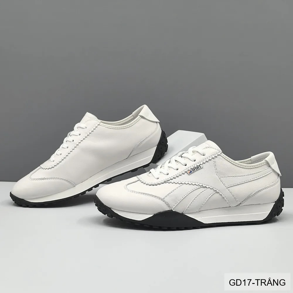 GD17 - Giày thể thao nam da thật phong cách Hàn Quốc mũi tròn gót thấp - ảnh 4