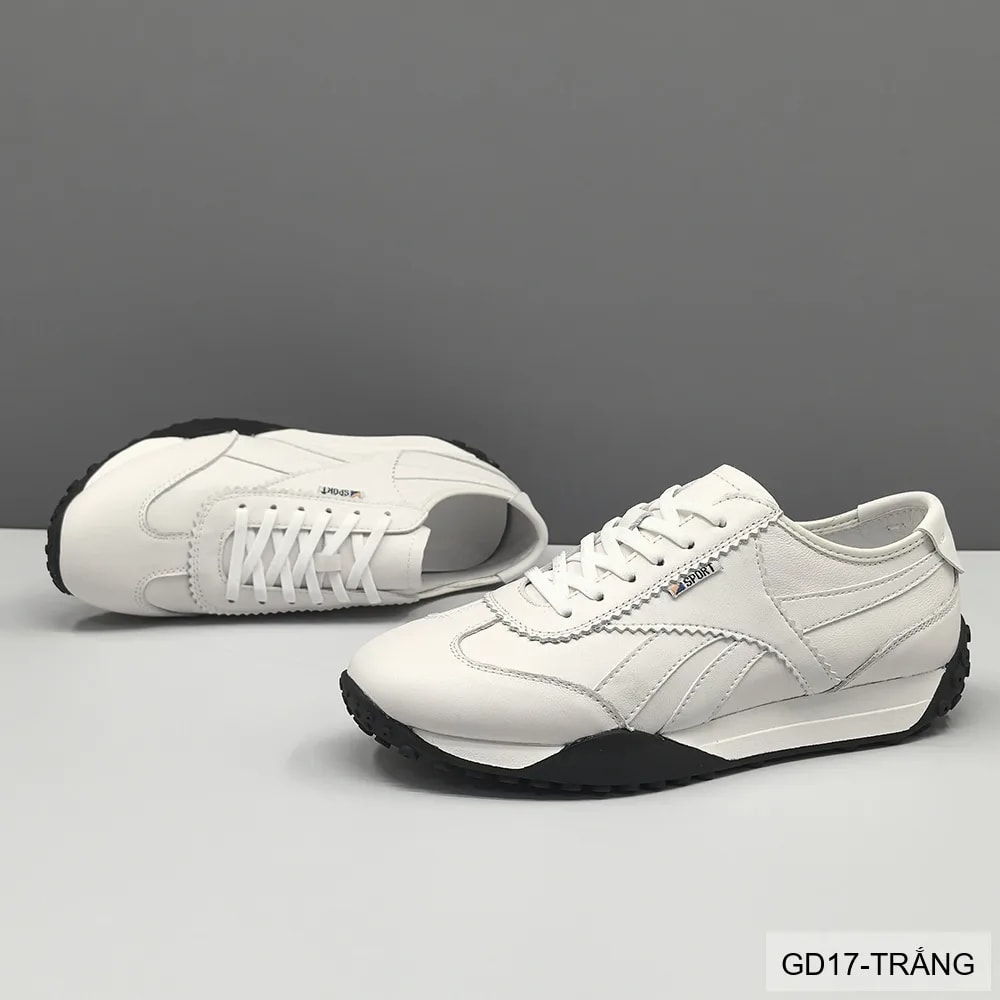 GD17 - Giày thể thao nam da thật phong cách Hàn Quốc mũi tròn gót thấp - ảnh 5