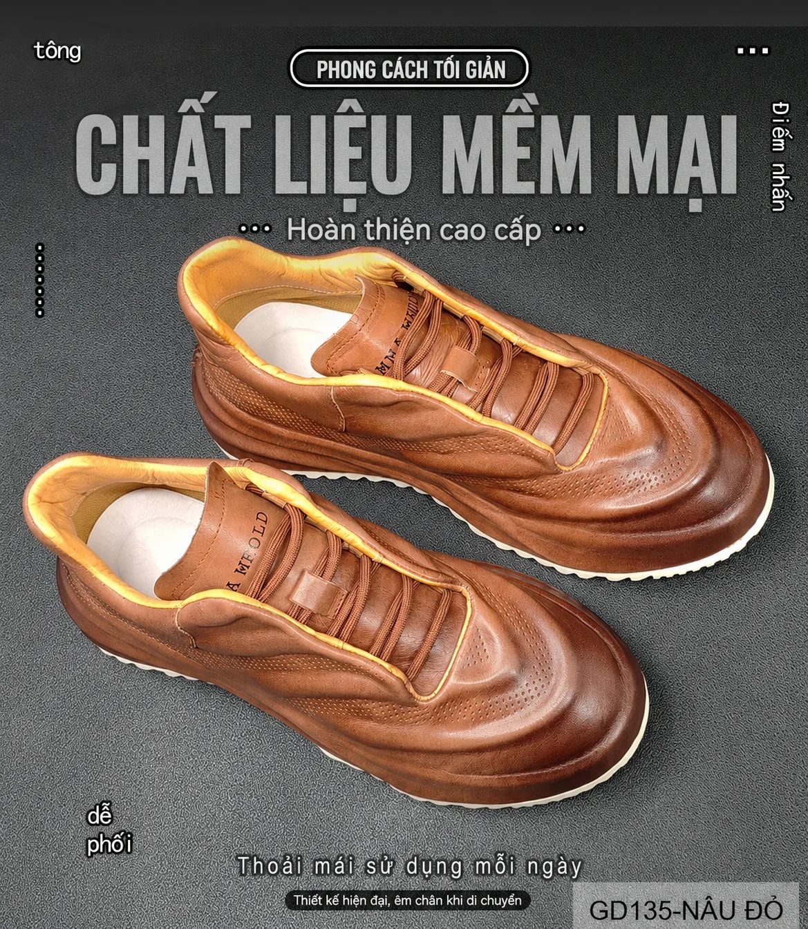 GD135 - Giày nam da bò cao cấp đế dày tăng chiều cao phong cách retro thời thượng - ảnh 6