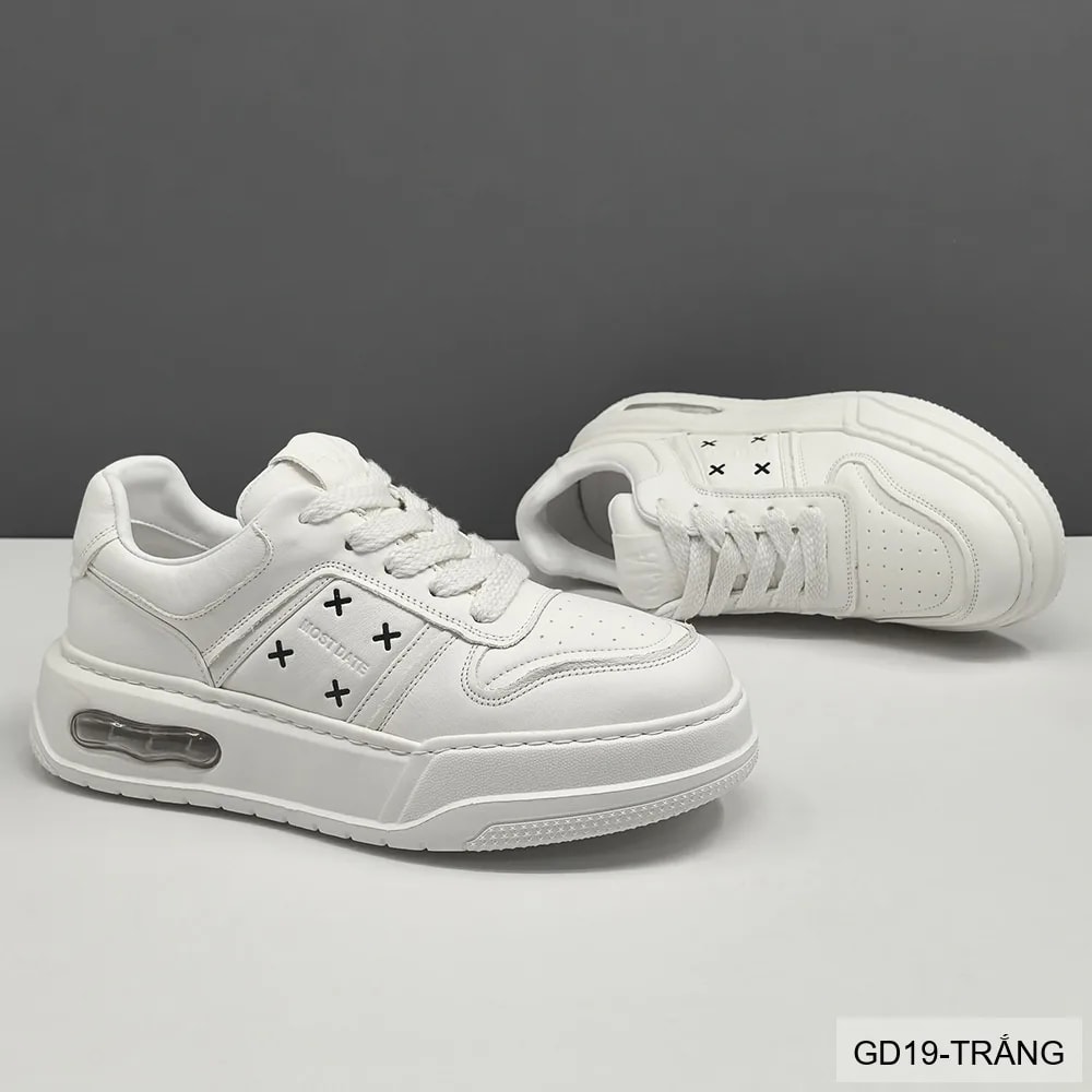 GD19 - Giày thể thao nam đế dày thoáng khí kiểu dad shoes da bò trắng đen - ảnh 4
