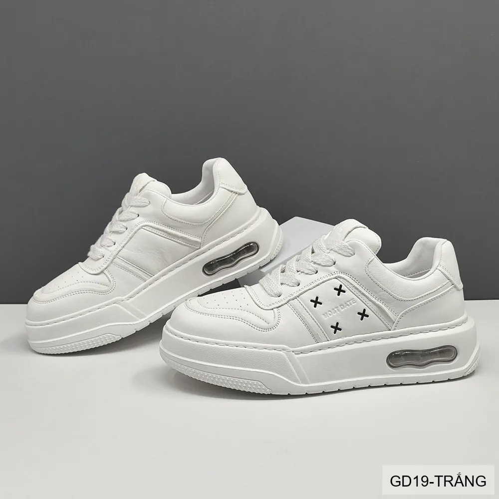 GD19 - Giày thể thao nam đế dày thoáng khí kiểu dad shoes da bò trắng đen - ảnh 3