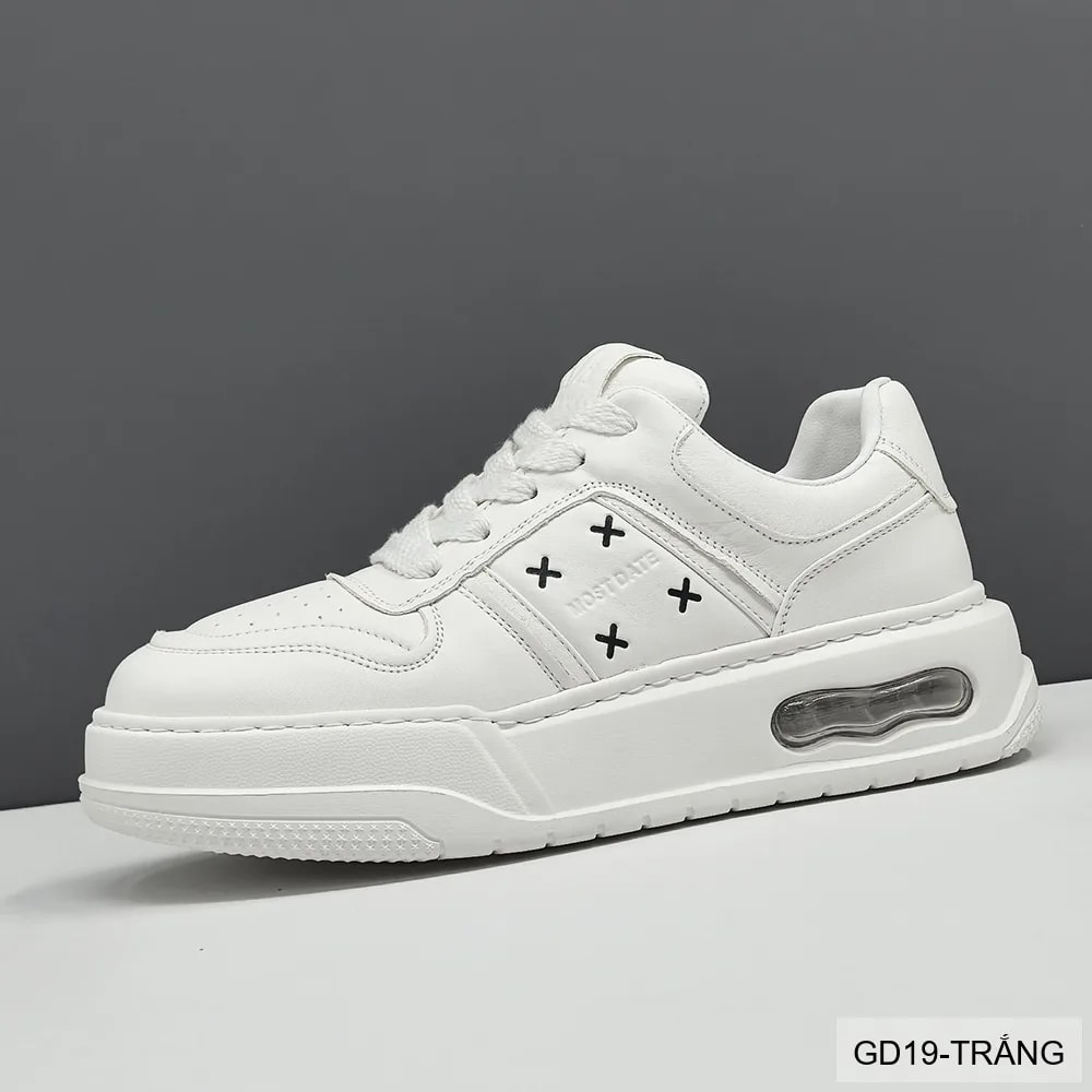 GD19 - Giày thể thao nam đế dày thoáng khí kiểu dad shoes da bò trắng đen - ảnh 2