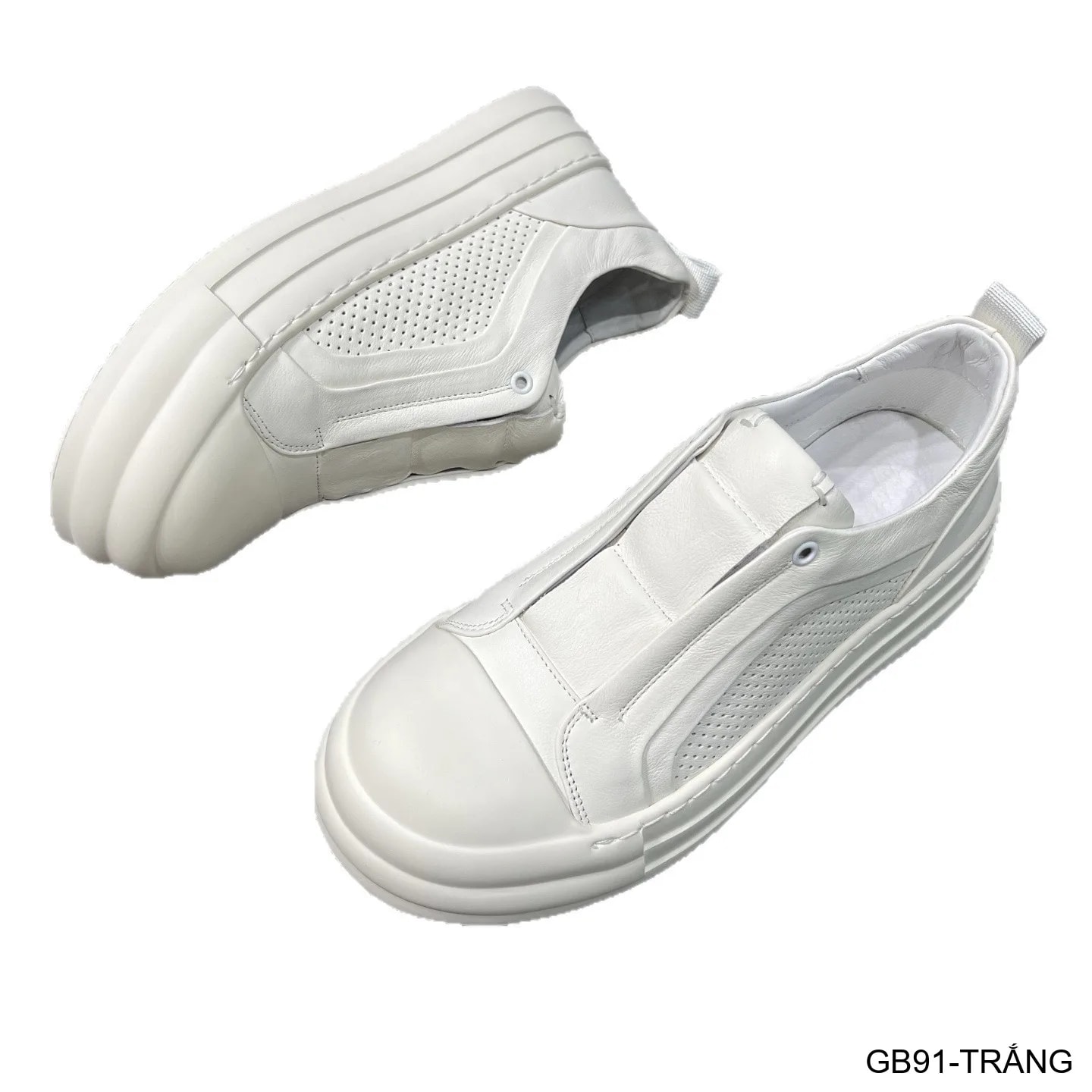 GB91 - Giày thể thao nam da thật khoét rỗng, đế trắng êm ái, phong cách châu Âu - ảnh 5
