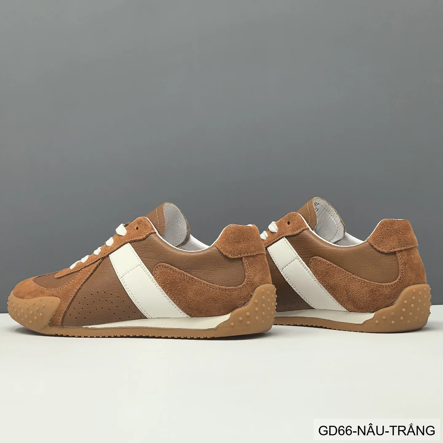 GD66 - Giày thể thao nam da thật phối màu khối, đế bằng êm ái, phong cách Hàn Quốc - ảnh 5