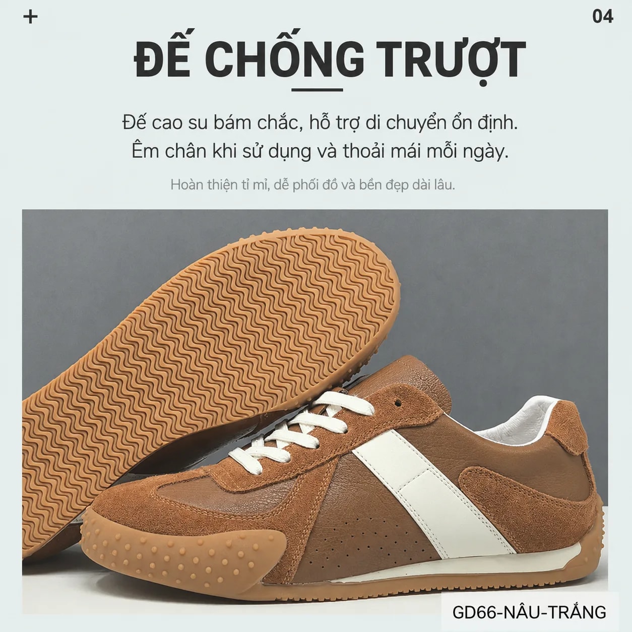 GD66 - Giày thể thao nam da thật phối màu khối, đế bằng êm ái, phong cách Hàn Quốc - ảnh 8