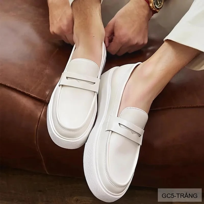 GC5 - Giày nam trắng đế dày kiểu loafer thời trang, chất da bò mềm êm - ảnh 4