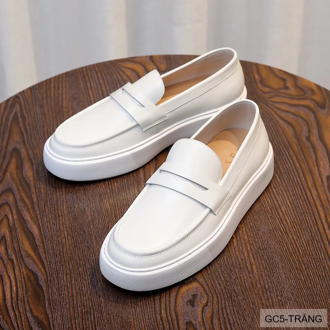 GC5 - Giày nam trắng đế dày kiểu loafer thời trang, chất da bò mềm êm - ảnh 7