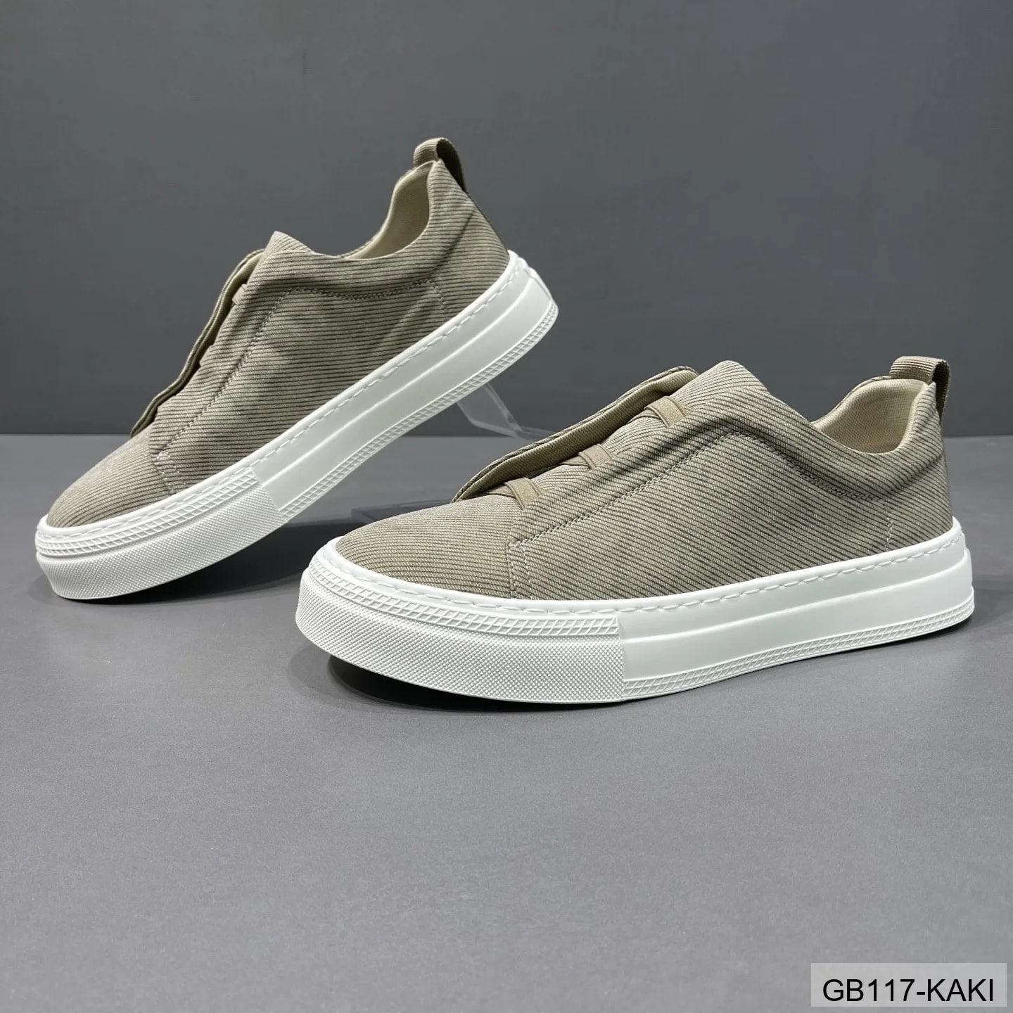GB117 - Giày thể thao nam cổ thấp phong cách retro, chất vải mềm, đế cao su trắng, slip-on tiện lợi - ảnh 4