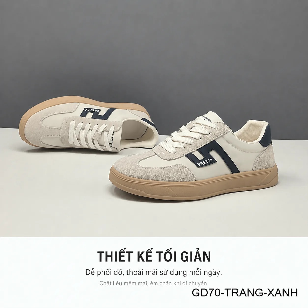GD70 - Giày thể thao nam phối màu block, chất liệu da nubuck và vải, đế cao su êm ái, phong cách Hàn Quốc - ảnh 7