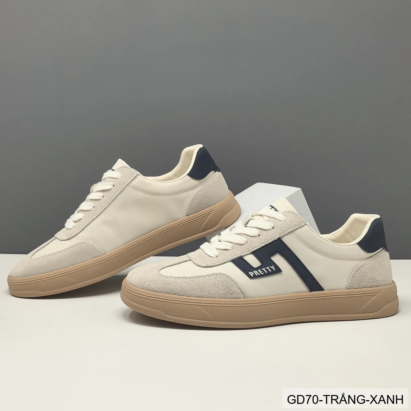 GD70 - Giày thể thao nam phối màu block, chất liệu da nubuck và vải, đế cao su êm ái, phong cách Hàn Quốc - ảnh 4