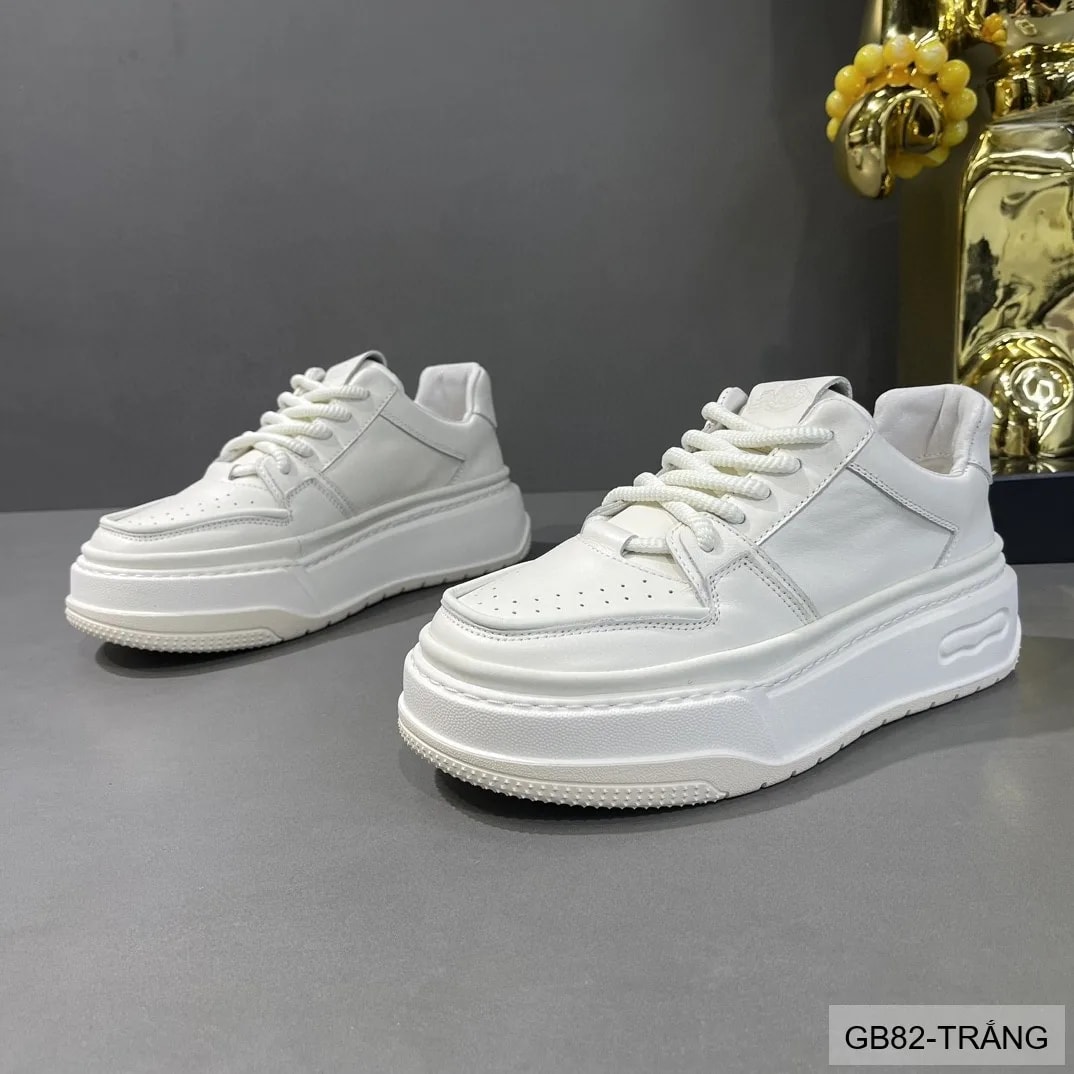 GB82 - Giày thể thao nam đế dày da bò thoáng khí, phong cách retro sang trọng, trắng đen - ảnh 3
