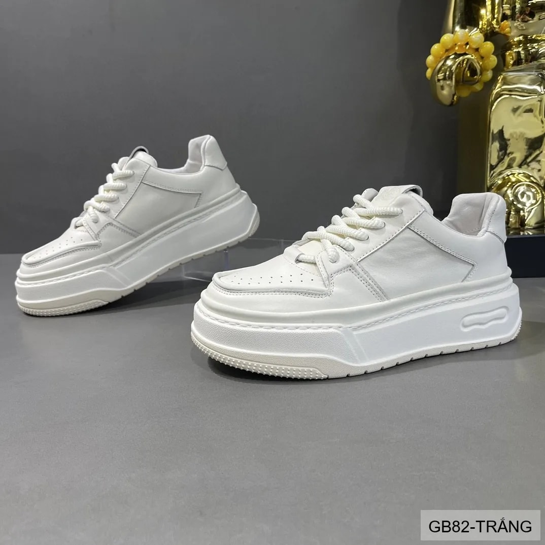 GB82 - Giày thể thao nam đế dày da bò thoáng khí, phong cách retro sang trọng, trắng đen - ảnh 2