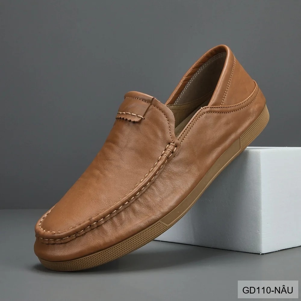 GD110 - Giày Nam Da Bò Thật Phong Cách Thời Trang, Đế Mềm êm, Màu Nâu Đen - ảnh 2