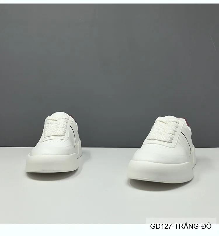 GD127 - Giày thể thao nam da bò trắng kiểu châu Âu, thoáng khí, tăng chiều cao, phối màu đỏ tinh tế - ảnh 9