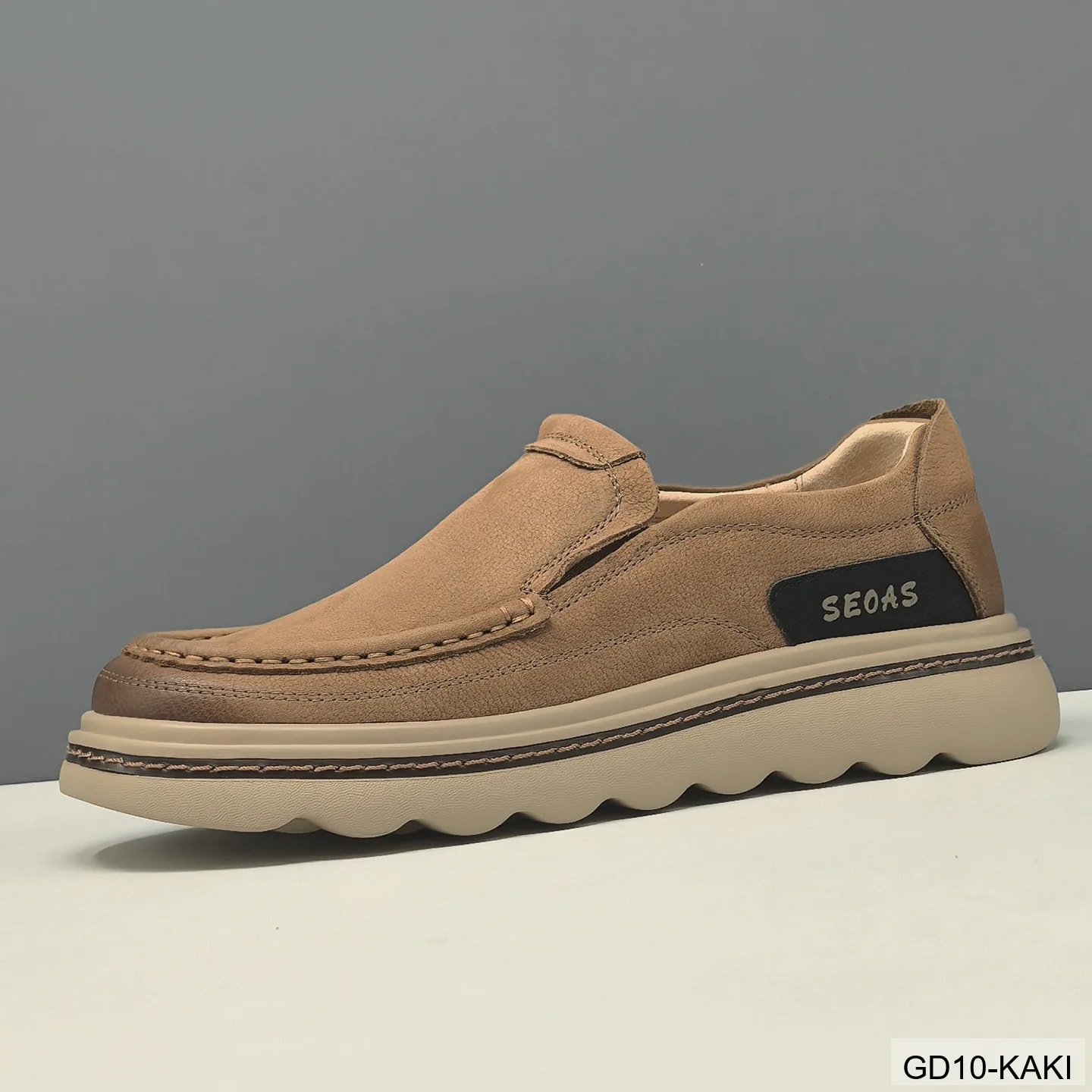 GD10 - Giày thể thao nam đế cao êm chân, kiểu dáng retro, màu kaki sang trọng - ảnh 3