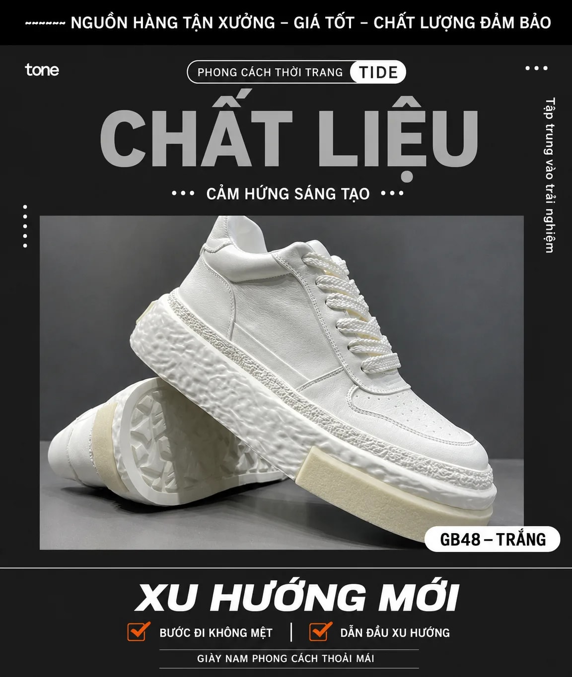 GB48 - Giày nam trắng đế dày thời trang 2025 chất liệu da bò phong cách trẻ trung - ảnh 7