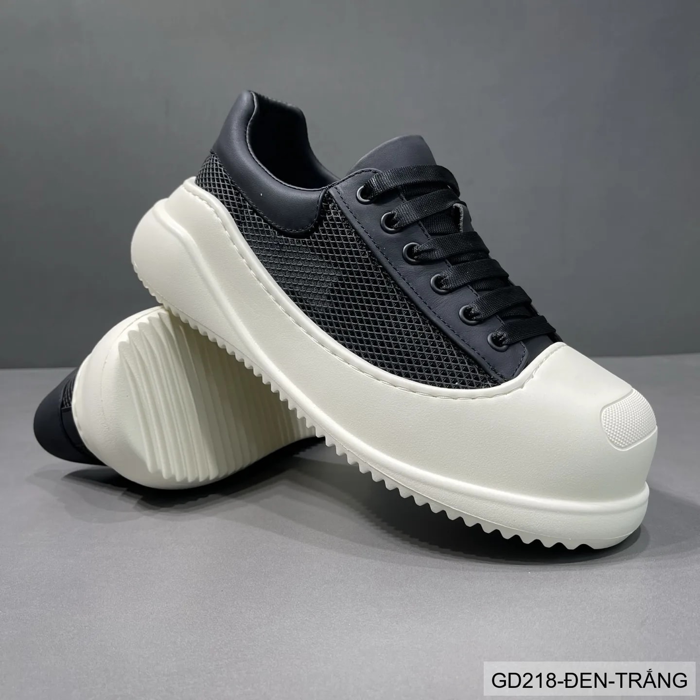 GD218 - Giày thể thao nam đế dày thoáng khí, phối màu đen trắng, phong cách retro năng động - ảnh 3