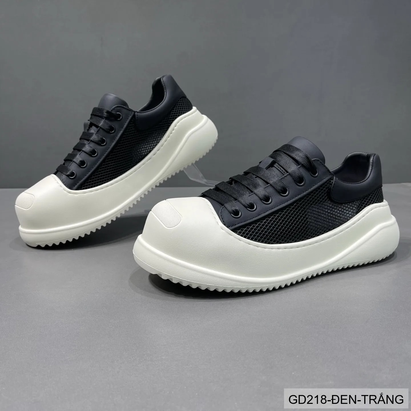 GD218 - Giày thể thao nam đế dày thoáng khí, phối màu đen trắng, phong cách retro năng động - ảnh 4