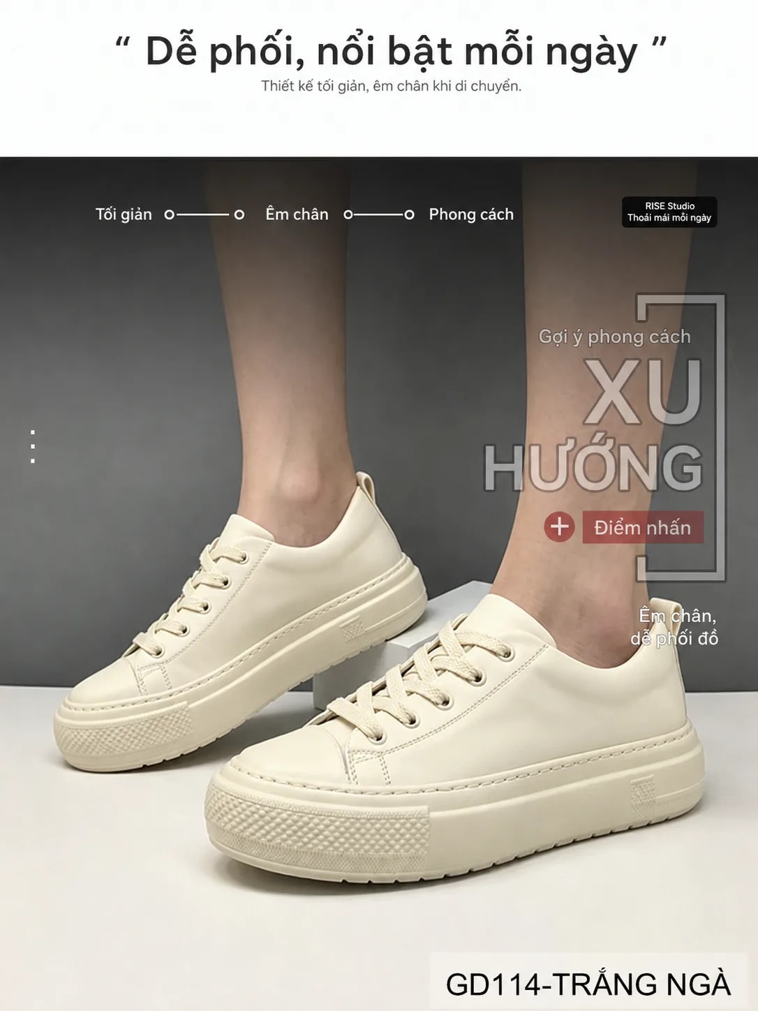 GD114 - Giày thể thao nam đế cao, da thật phong cách châu Âu, phối màu thời thượng - ảnh 5