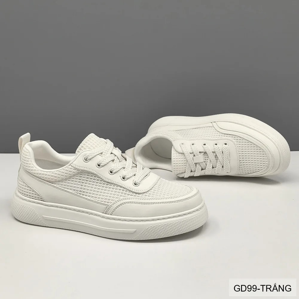 GD99 - Giày thể thao nam đế dày thoáng khí, phối đồ dễ dàng - Trắng/Đen - ảnh 4
