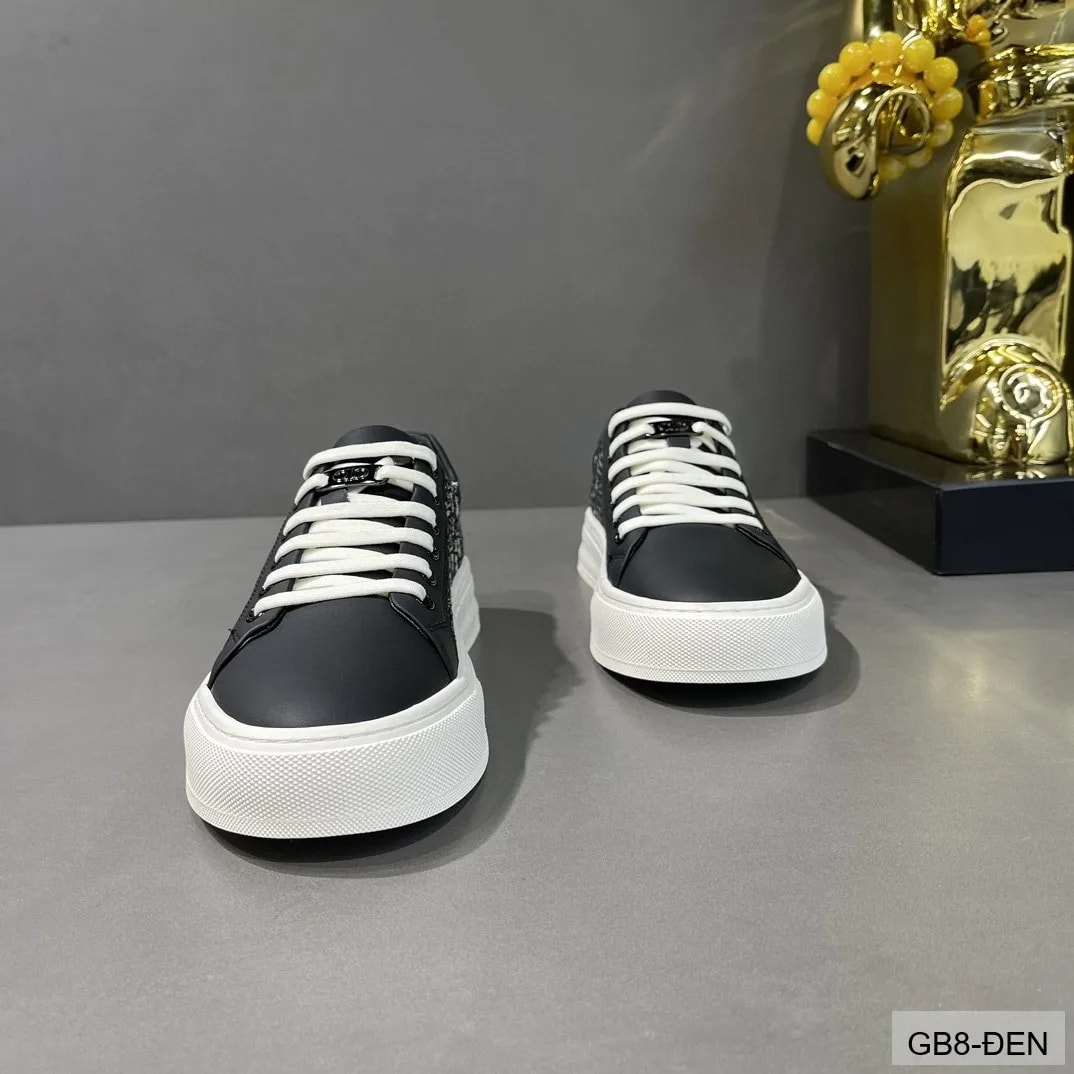 GB8 - Giày thể thao nam cổ thấp đế trắng họa tiết đen sang trọng - ảnh 3