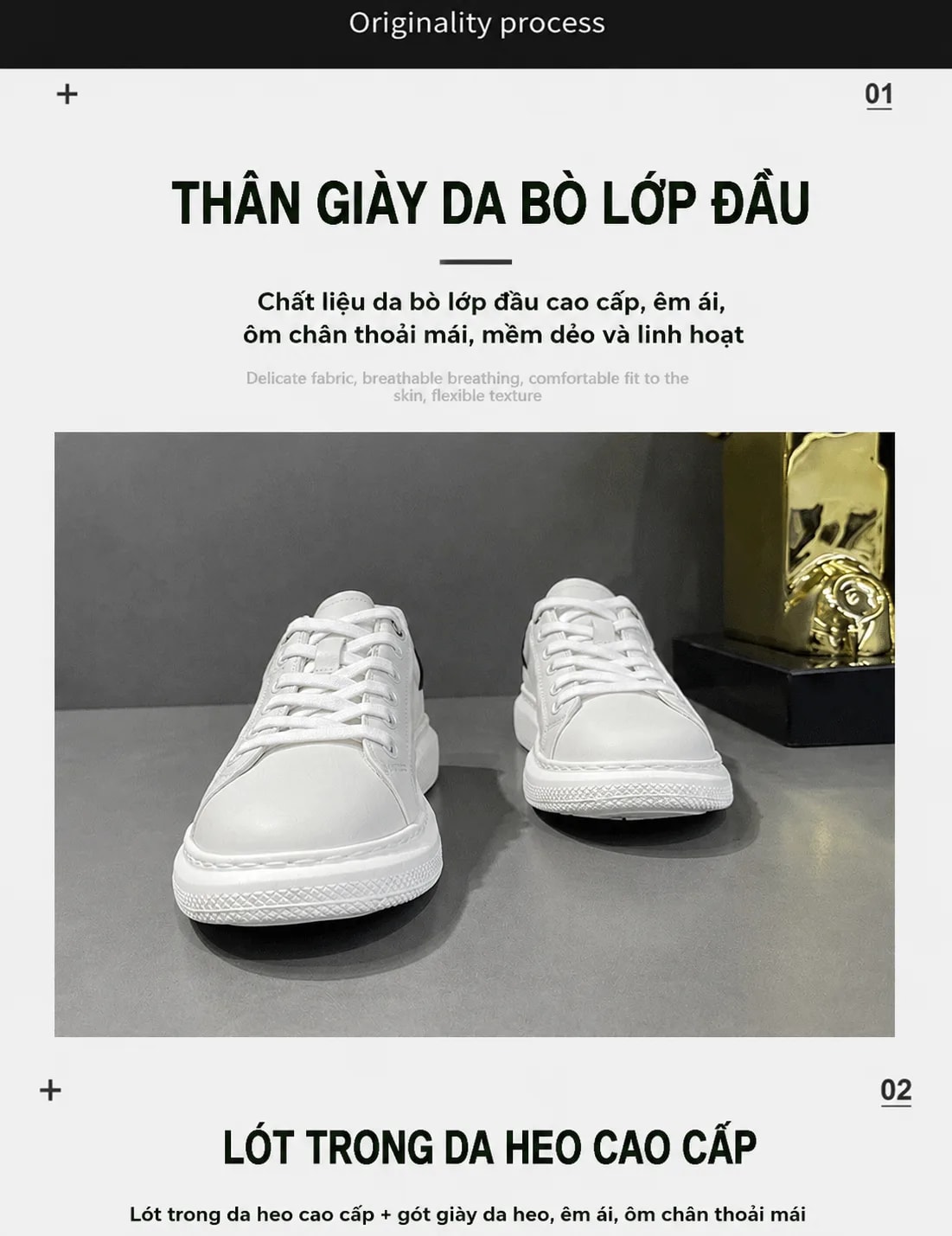 GD217 - Giày thể thao nam trắng đế dày phong cách thường ngày - ảnh 8