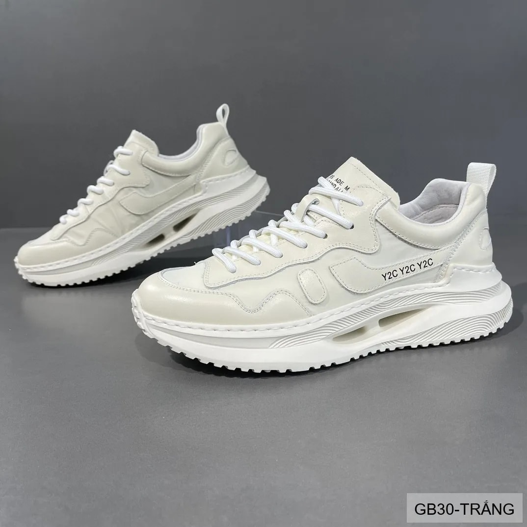 GB30 - Giày nam thể thao đế dày kiểu dad shoes, chất da bò mềm, màu trắng thời thượng - ảnh 4