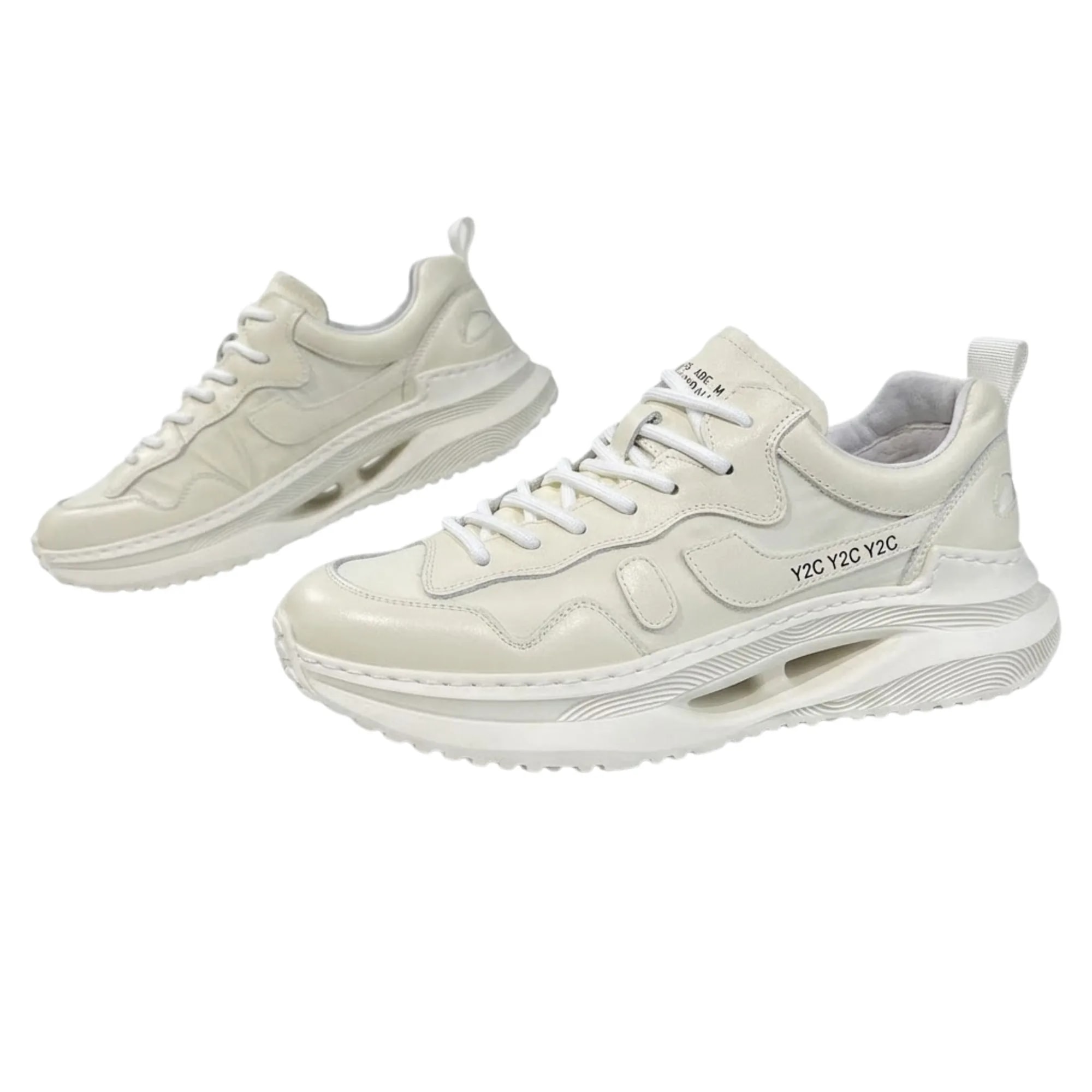 GB30 - Giày nam thể thao đế dày kiểu dad shoes, chất da bò mềm, màu trắng thời thượng - ảnh 3