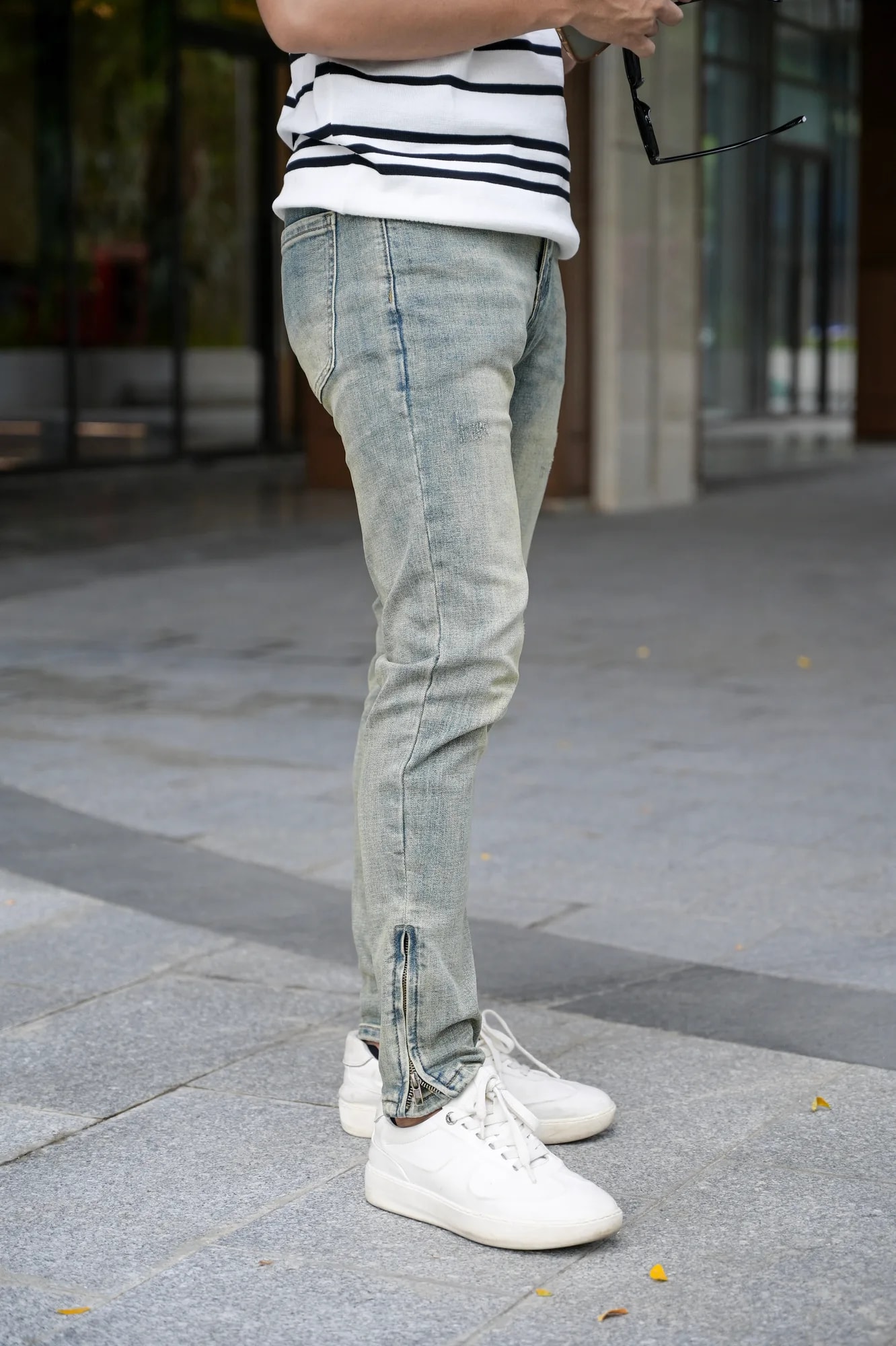 QB9 - Quần Jeans Nam Slim Fit Xanh Rừng Cổ, Chất Co Giãn, Phong Cách Thời Thượng Thu Đông - ảnh 2