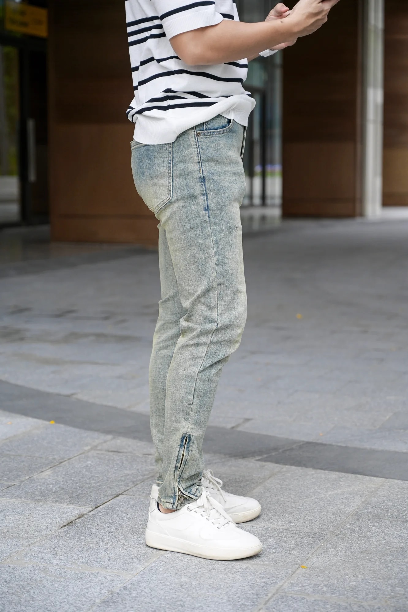QB9 - Quần Jeans Nam Slim Fit Xanh Rừng Cổ, Chất Co Giãn, Phong Cách Thời Thượng Thu Đông - ảnh 5
