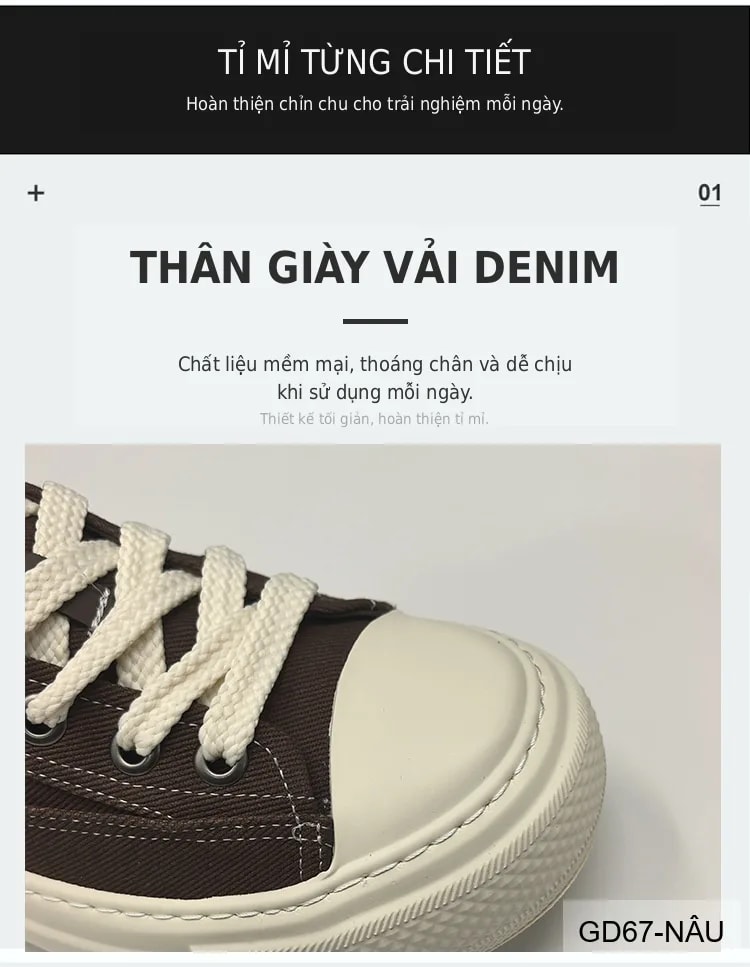 GD67 - Giày vải nam đế dày tăng chiều cao, thoáng khí, phong cách retro thời trang - ảnh 8
