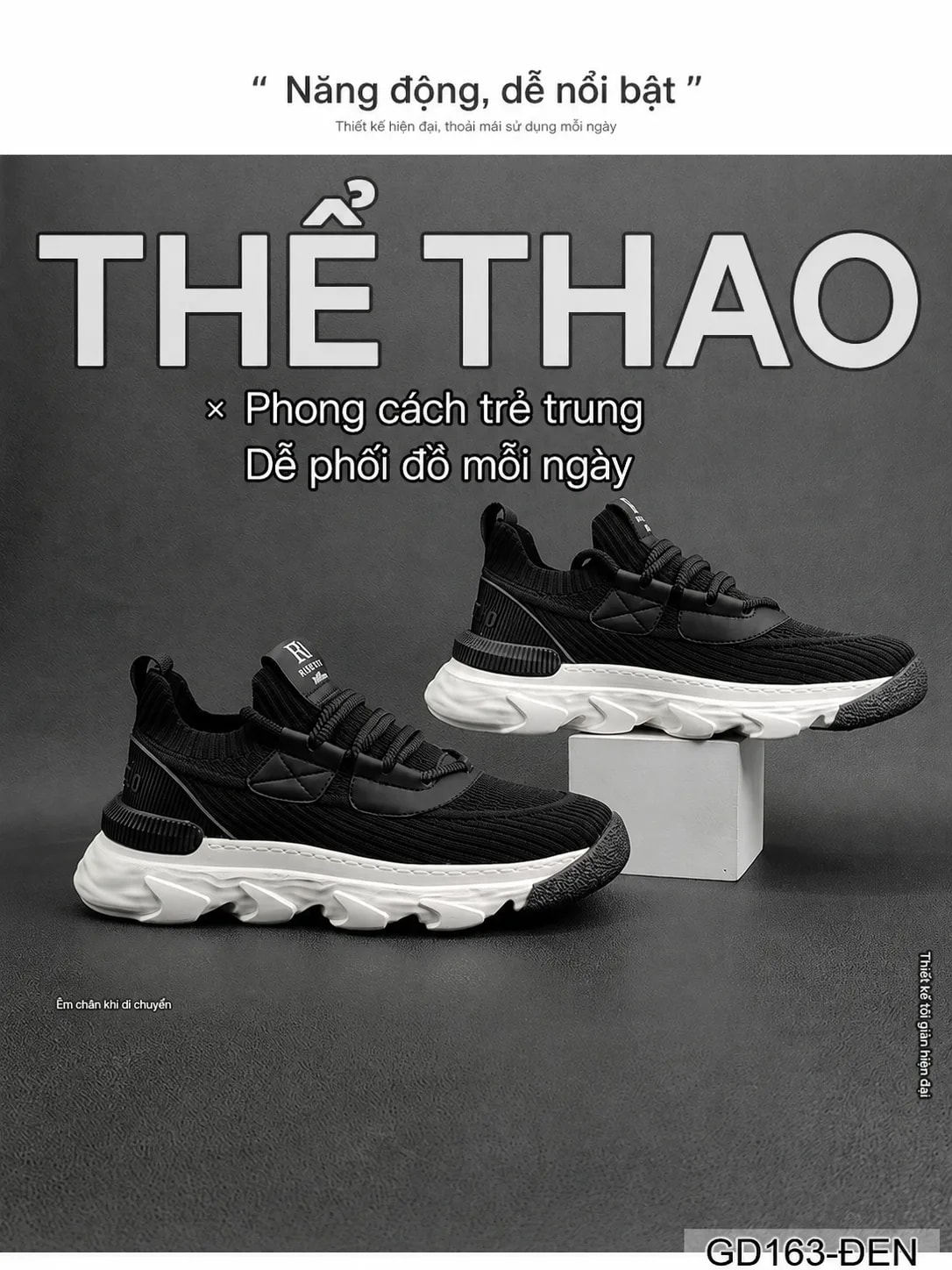GD163 - Giày thể thao nam đế dày thoáng khí, kiểu dáng retro phong cách năng động - ảnh 6