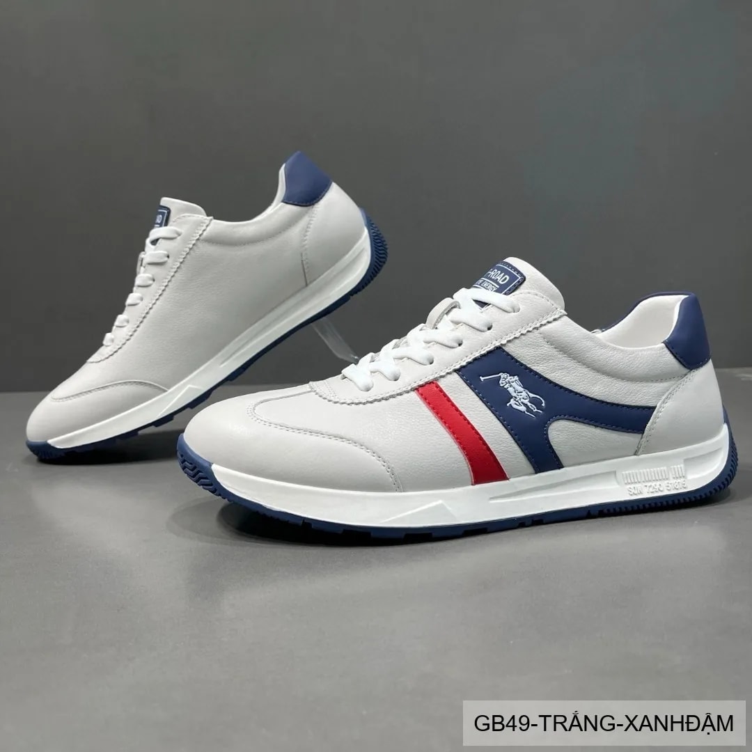 GB49 - Giày thể thao nam da thật đục lỗ thoáng khí phong cách retro cổ thấp - ảnh 4