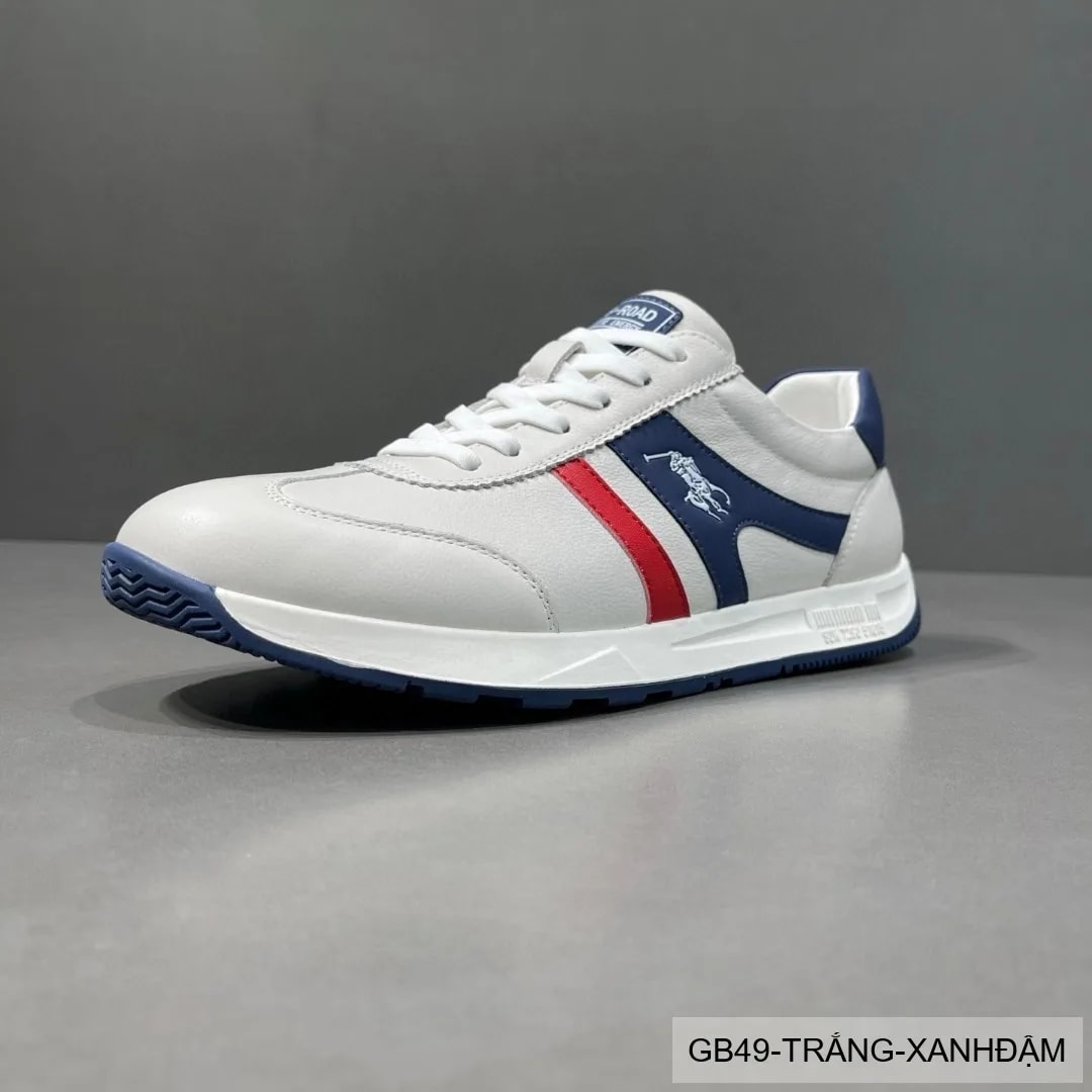 GB49 - Giày thể thao nam da thật đục lỗ thoáng khí phong cách retro cổ thấp - ảnh 9