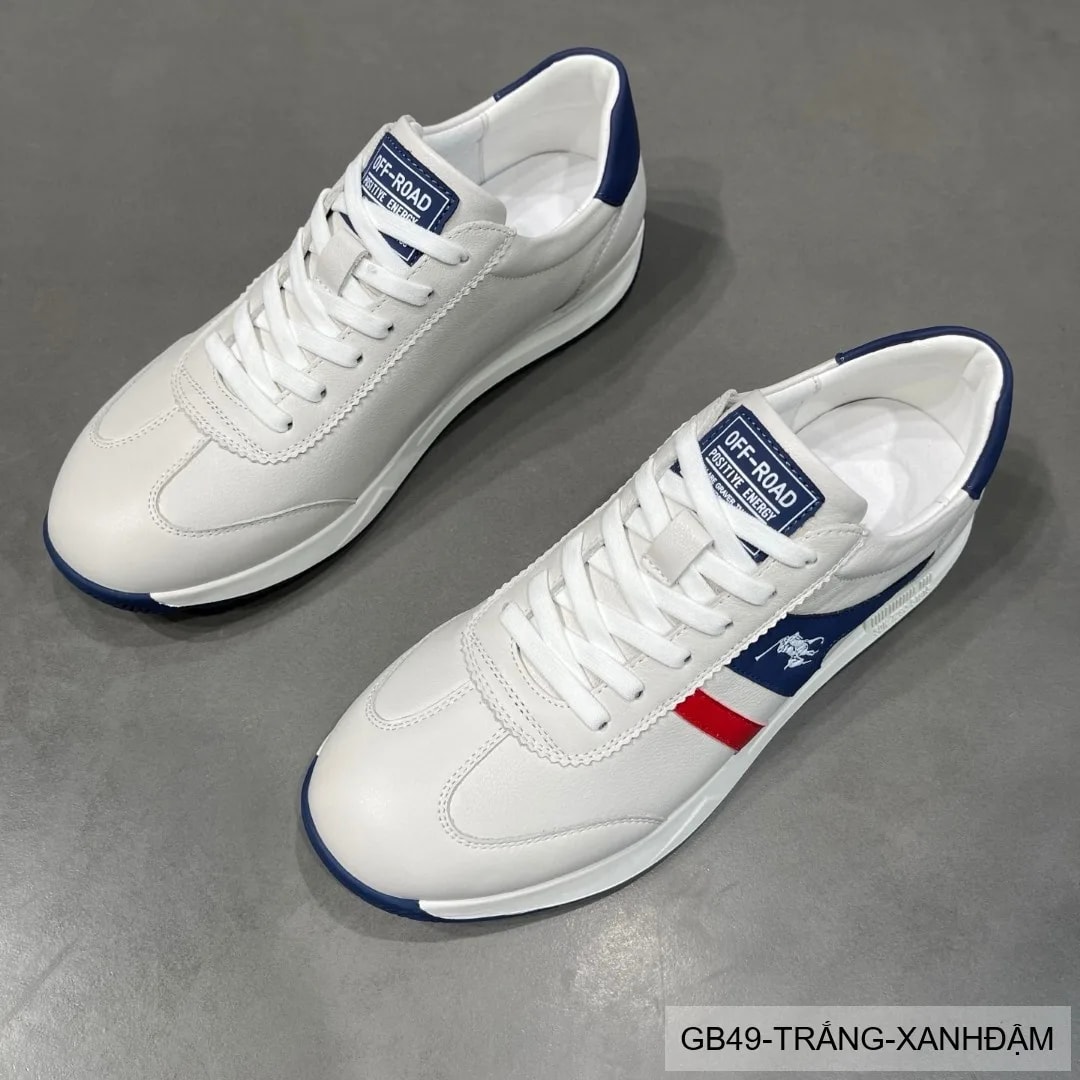 GB49 - Giày thể thao nam da thật đục lỗ thoáng khí phong cách retro cổ thấp - ảnh 3