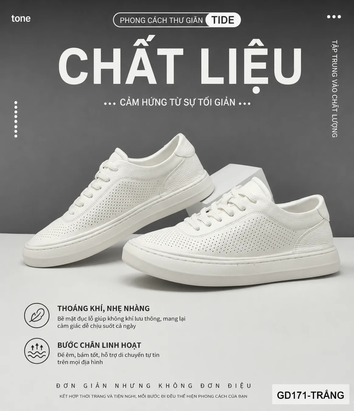 GD171 - Giày thể thao nam da thật thiết kế khoét lỗ, thoáng khí, phong cách Hàn Quốc - ảnh 10