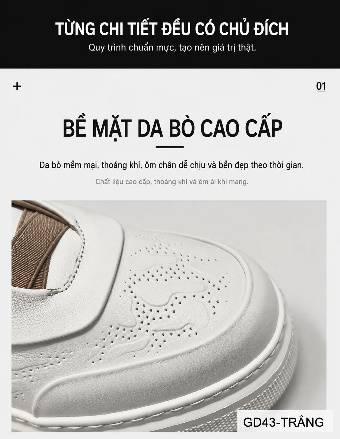 GD43 - Giày thể thao nam da bò trắng kiểu dad shoes, đế dày êm ái, thời trang năng động - ảnh 9
